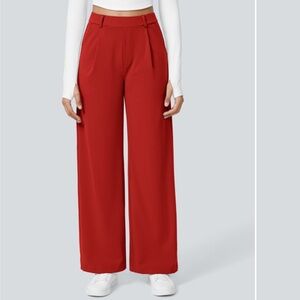 Halara high waisted straight leg work pants. Size small tall RED